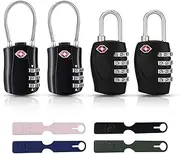 (8 Pack) ZANZER 4 pcs Luggage Locks for TSA with 4 pcs Luggage tag, Combination Padlock with Alloy Body TSA Lock for Travel Bag, Suit Case, Lockers, Gym, Bike Locks