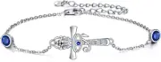 Eye of Horus and Ankh Cross Bracelet Anklet Sterling Silver Jewelry Gifts Women