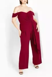 CITY CHIC Gabriela Jumpsuit in Currant Plus Size Medium / 18 NWT [RRP $199.95]