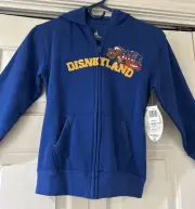 NEW TAGS 2015-16 DISNEYLAND CARS ZIP UP BLUE JACKET HOOD PATCHES YOUTH (7/8) M