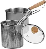 DINHEAROM 1Set Stainless Steel Deep Fryer with Food Tong Versatile Fry Pot for Barbecues Noodles and Steaks Lightweight Compact Design for Easy Storage and Use