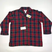 NWT Cabernet Sleepwear PJ Button Shirt Top Large Plaid Cotton Flannel New Red