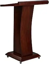 Podium Stand Solid Wood Podium w/Wheels Portable Presentation Lectern Stand Tilting Worktable Floor Standing Church Pulpit Soporte de Podio for Wedding Guests/Offices/Hotels/Schools Office School