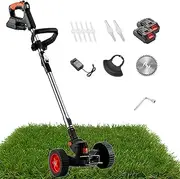 Cordless Strimmer, Electric Trimmer with Battery Display, 8 Blades, 2 Batteries, Telescopic Range 1-30CM, 90° Folding Body, for Use in Lawns and Gardens