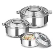 Milton Galaxia Insulated Stainless Steel Casseroles, Set of 3, Silver- Free Post