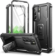 Dexnor Compatible with Samsung Galaxy S22 Plus 5G Case with Built-in Screen Protector Military-Grade 360 Full Body Shockproof Bumper Protection Cover with Stand - Black