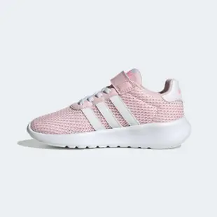 【adidas 愛迪達】Lite Racer 3.0 EL K 中童 慢跑鞋 運動 休閒 魔鬼氈 透氣 淺粉 白(H03629)