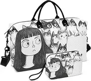 [YXYZRMY] Funny Group Cats Travel Duffel Bag Gym Bag Sports Tote Bag with Multiple Interior Pockets Shoulder Weekender Bag for Women Men with Toiletry Bag 20.5”x 7.9”x 13.8”, Multi-Colored, one size