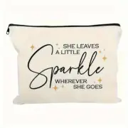 Zipped Pouch Bag - Makeup - She Leaves A Little Sparkle Wherever - 22 x 18cm