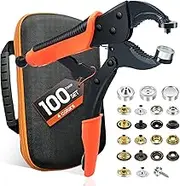 Heavy Duty Snap Fastener Tool kit, Punching Function, Snap Button Tool with Adjustable Setter, 15mm snap Tool with 100 Sets Boat Cover Snaps