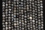13 inch strand of natural Black Labradorite Round Smooth 6mm beads.