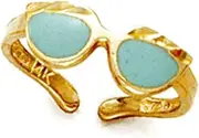 [JewelryWeb] 14k Yellow Gold Green Enamel Sunglasses toe ring-toe ring for Women