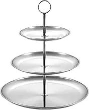3 Tier Cupcake Stand, Stainless Steel Dessert Stand with Removable Tiered Tray, Cupcake Display Stand, Reusable Circular Cake Stand for Parties Weddings Decorations(Silver)