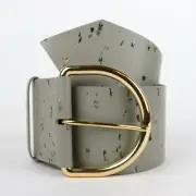$495 Balenciaga Women's Grey Linoleum Wide Belt Gold Hardware 80/32 493315 1444