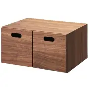 MUJI STACKABLE WOOD CHEST 2 SQUARE DRAWERS WALNUT 14 x 7 x 11 in FedEx