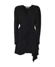 MSGM Monogram-Printed V-Neck Mini Dress IT38 Black