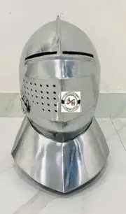 Medieval Knight Close Helmet Steel European Bascinet Helmet Gift For Him