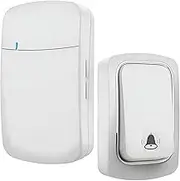 T Tersely【No Battery Required】 Waterproof Wireless Doorbell, 500 ft Long Range Door Chime Kitt with 1 Press Self-Powered Transmitter & 1 Plug-in Receivers, 36 Chimes and 4 Volume Levels, White