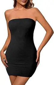 [ACOSAP] Women's Sexy Strapless See Through Bodycon Dress Novelty Mesh Sheer Club Party Mini Dress