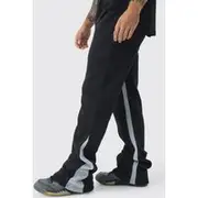 Mens Black Regular Fit Stacked Fit Gusset Jogger