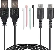 CSTESVN DS Lite USB Charger Cable Kit, 2 Pcs 3.9ft Charging Cord, 4 Stylus Pen, Compatible with Nintendo DS Lite