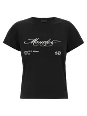 [Moncler] Moncler-Embroidery T Shirt Bianco/Nero-Donna S
