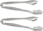 NAMOARLY 2Pcs Stainless Steel Sugar Cube Tongs and Ice Cube Clip Kitchen Food Serving Tool for Parties Cafes and Home Use Silver