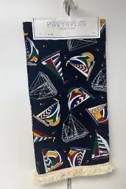 NEW SPINNAKER BLUE PORTOFINO TABLE RUNNER 54” X 13” Sailboats