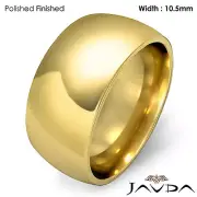 10.5mm Men Wedding Band Solid Dome Comfort Fit Ring 14k Gold Yellow 16.1g 11-11.