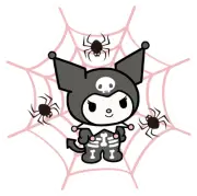 Kuromi Skeleton Halloween Vinyl Sticker – Spooky Cute Spider Web Design