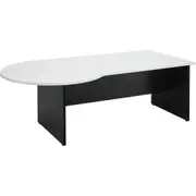 LOGAN P END DESK 2100mm W x 900/ 1200mm D x 730mm H White & Ironstone