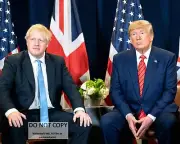 PRESIDENT DONALD TRUMP WITH BORIS JOHNSON AT U.N. IN 2019 - 8X10 PHOTO (BT-311)
