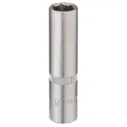 Elora 1/4"D 8mm Deep Socket Hexagon Chrome Plated 58728
