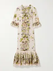 [Zimmermann] Zimmermann - Halliday Ruffled Floral-print Linen Midi Dress - Cream - 00 00 Cream