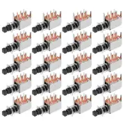 Push Button Switch, DPDT 6 Pin 1 Position Self-Locking Black 20pcs