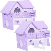 2pcs Guinea Pig Hideout House Small Animal Double Layer Villa Habitat Decor for Hamster Safe Durable Design Multipurpose Use for Hamsters Guinea Pigs and Rats Easy to Clean