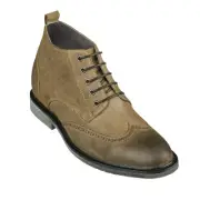 CALTO Men's Invisible 3" Height Increasing Elevator Wing Tip Ankle Mid Top Boots