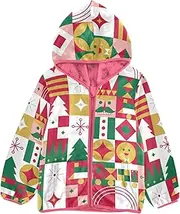 [GuoChe] Sherpa Lined Toddler Hoodie Christmas Gingerbread Train Red Green Plaid Toddler Boy Jacket pink Zip Up Jacket 3T