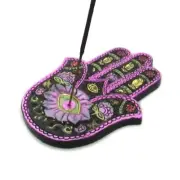 Hamsa Incense Burner (Black and Fuchsia)