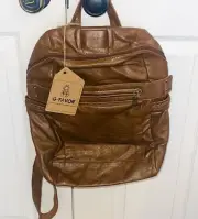 G-FAVOR Messenger Bag. Brown Canvas Leather Backpack. New With Tags.