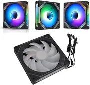 140mm ARGB PWM Chassis Fan, DIY Colorful Speed Adjustable Case Fans, Anti-Vibration Pads, 5V 3-PIN Connector Quiet Cooling Fan for CPU Cooler, Radiator, PC Chassis (Regular Black)