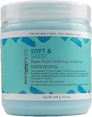 Aunt Jackie's Girls Soft and Sassy Softening Conditioner, Enriched with Coconut Oil, Shea Butter and Extra Virgin Olive Oil, Softens Coarse Hair, 15 Ounce Jar