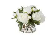 Rogue Peony-Classic Bowl Artificial Faux Plant Home Wedding Indoor Outdoor Decor White 40x40x30cm