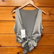 Zara Open Back Satin Effect Top XL