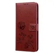 For Xiaomi Redmi Note 8 Pro Rose Embossed Horizontal Flip PU Leather Case, with Holder & Card Slots & Wallet(Brown)