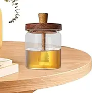 Honey Jar - 500ml Glass Honey Jar Container, Portable Honey Storage Jar | Honey Storage Pots with Wooden Lid, Multipurpose Honey Dipper Lids for Storing Honey and Syrup, (3.54x5.12 Inches)