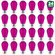24PK LED Transparent Purple Colored S14, E26 Bulb Parties 15K Hours Average Life