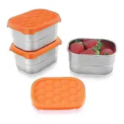 Stainless Steel Snack Containers For Kids Easy Open Leak Proof Small Food Containers With Silicone Lids Lunch Box 3pcs