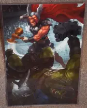Beta Ray Bill vs Incredible Hulk Glossy Art Print 11 x 17 In Hard Plastic Sleeve