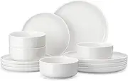 MALACASA Plates and Bowls Sets, 12 Pieces Porcelain Dinnerware Sets Dishware Sets Chip Resistant Ceramic Dish Set Dining Dinner Ware Service for 4, White, Series Luna